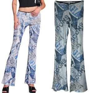 I.AM.GIA Newsprint Flare Mesh Pants Size XS